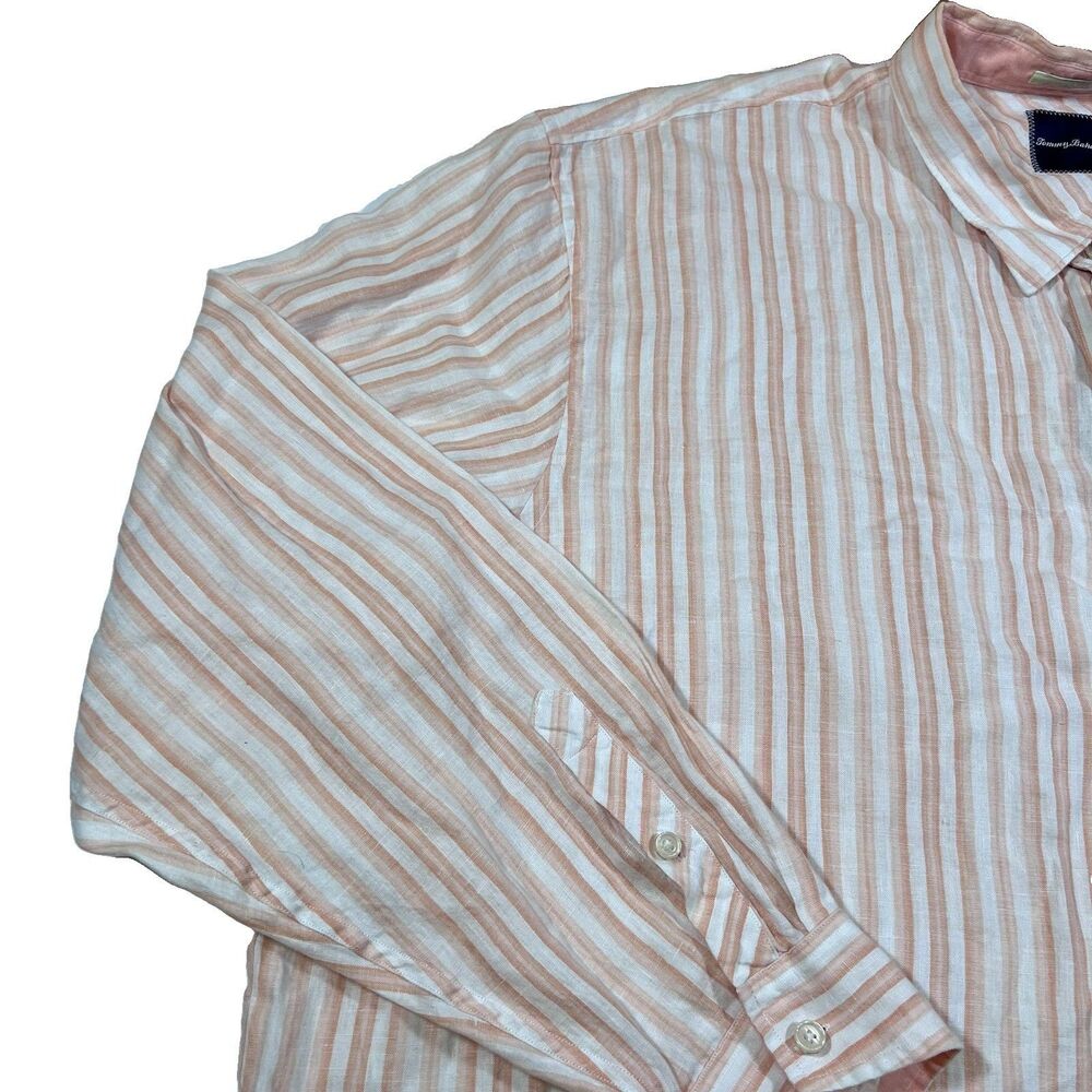 Tommy Bahama 100% Linen Button Front Long Sleeve Vertical Stripe Shirt Men's 4XT - Picture 5 of 11